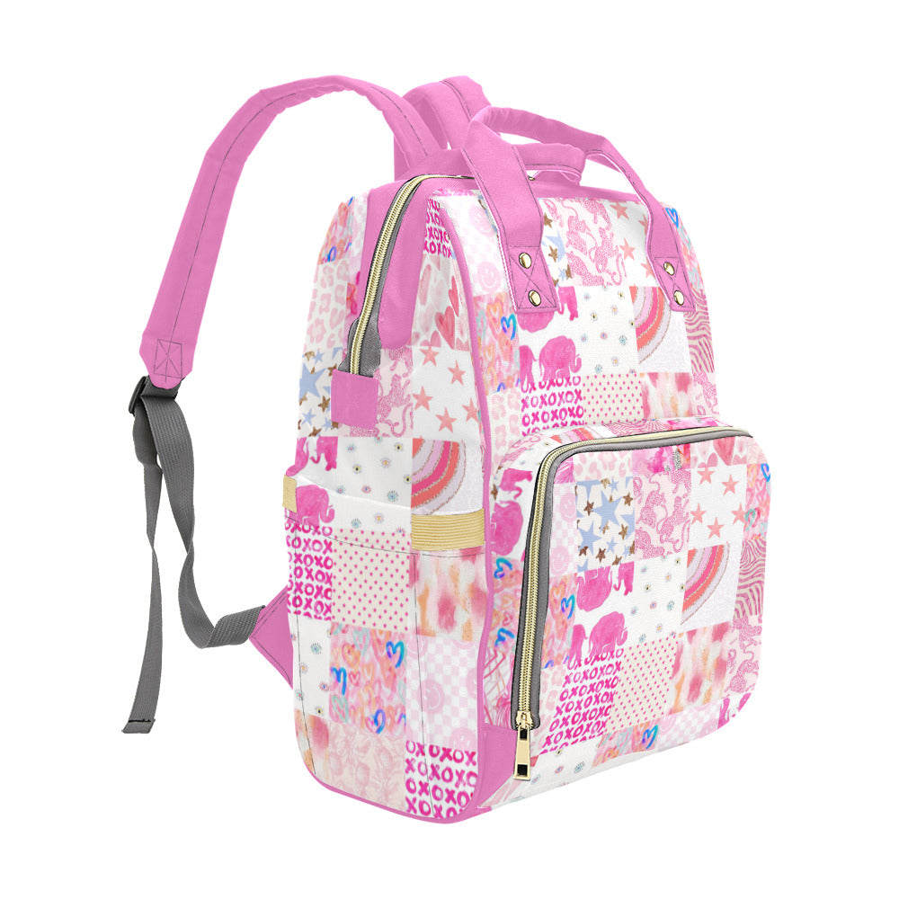 Preppy Patchwork Backpack - Pink Preppy Summer Accessories for Teens