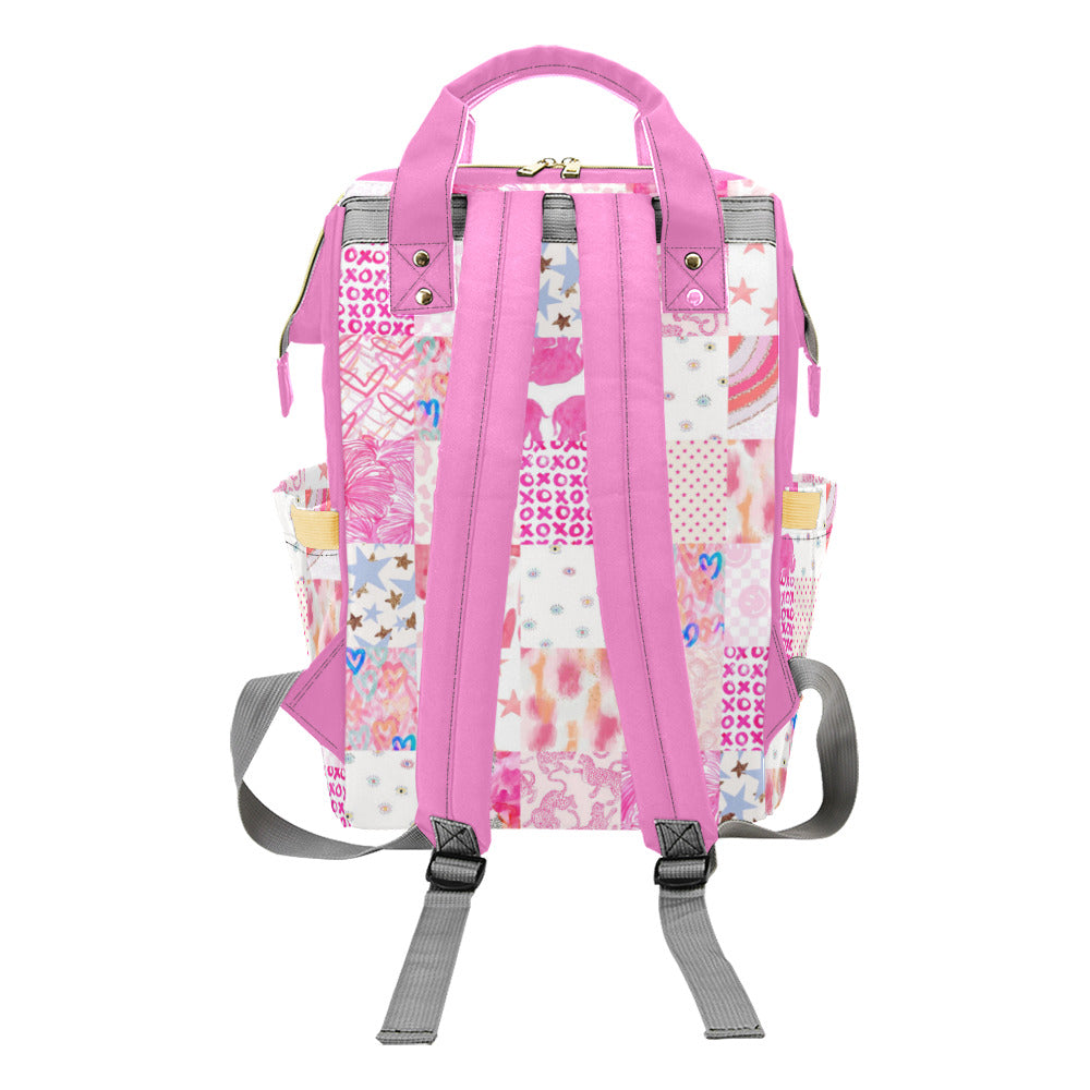 Preppy Patchwork Backpack - Pink Preppy Summer Accessories for Teens