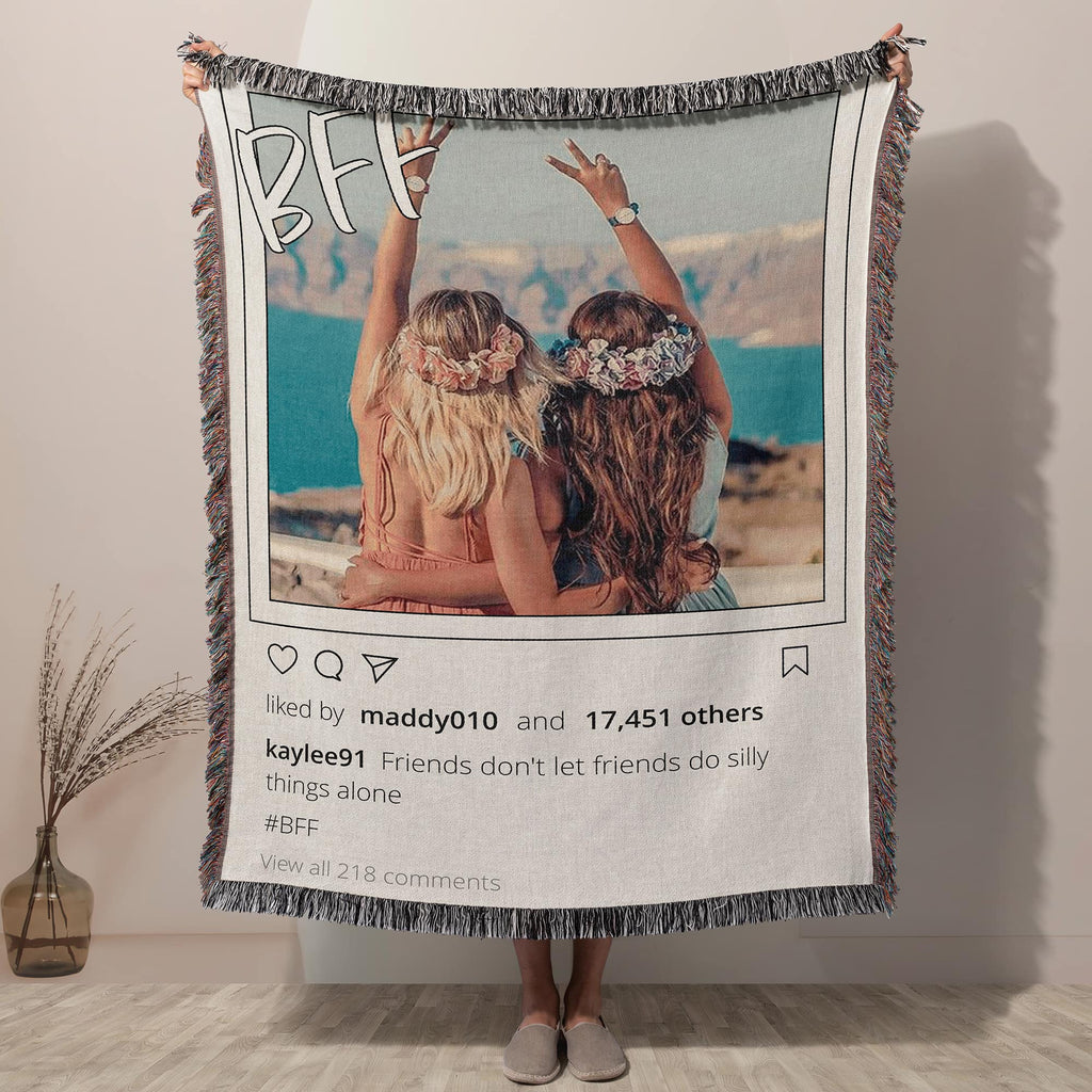 Personalized Gift for Best Friend Photo Blanket - Unique Gift for Her
