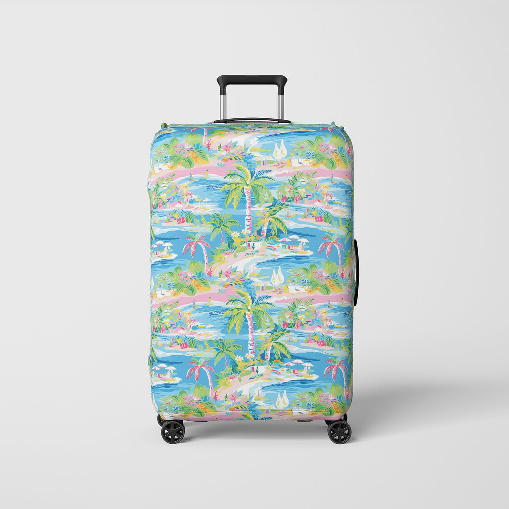 Blue Luggage Cover for Women Palm Trees