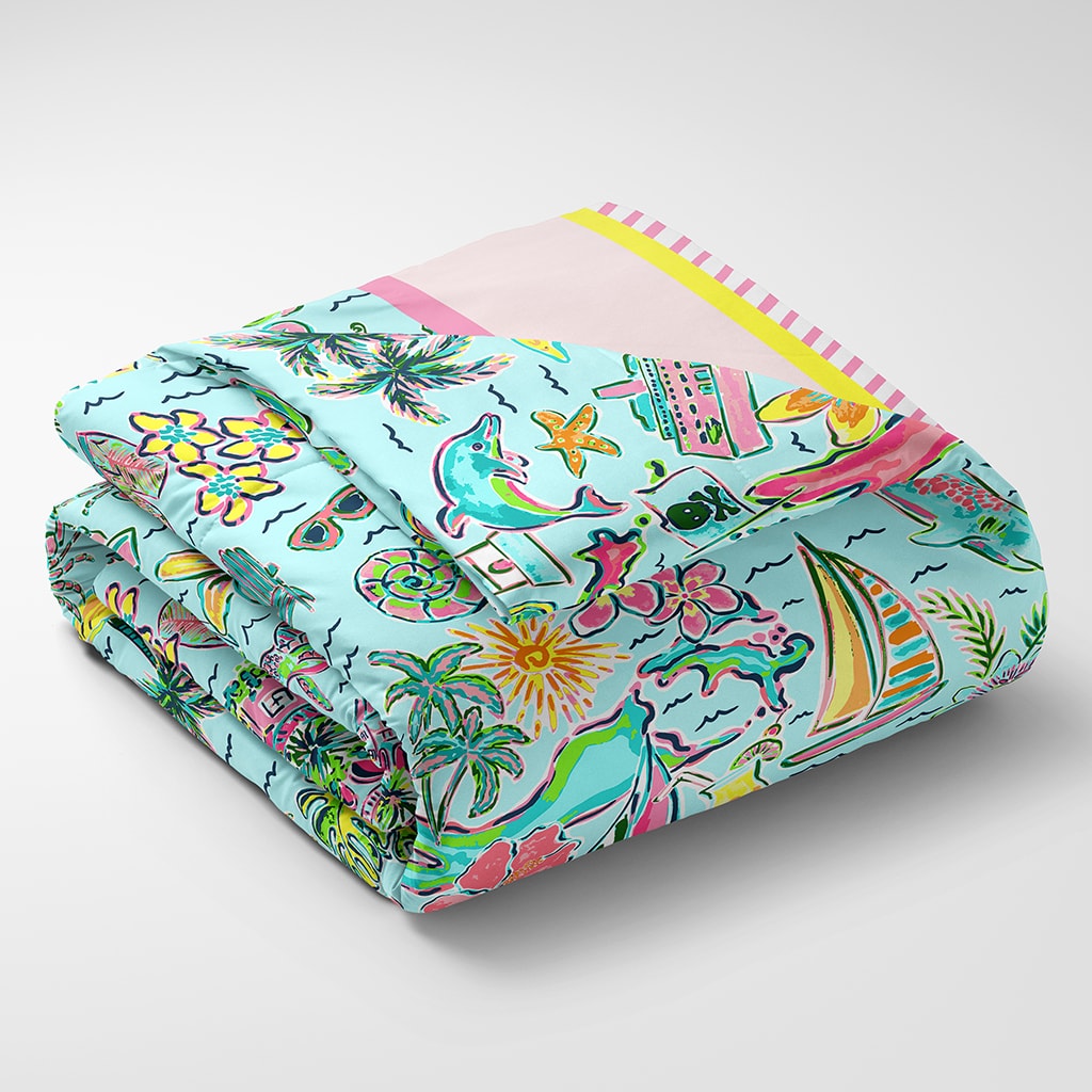 Preppy Comforter Preppy Vacay, Cute Bedding for Teen Girls, Twin Size