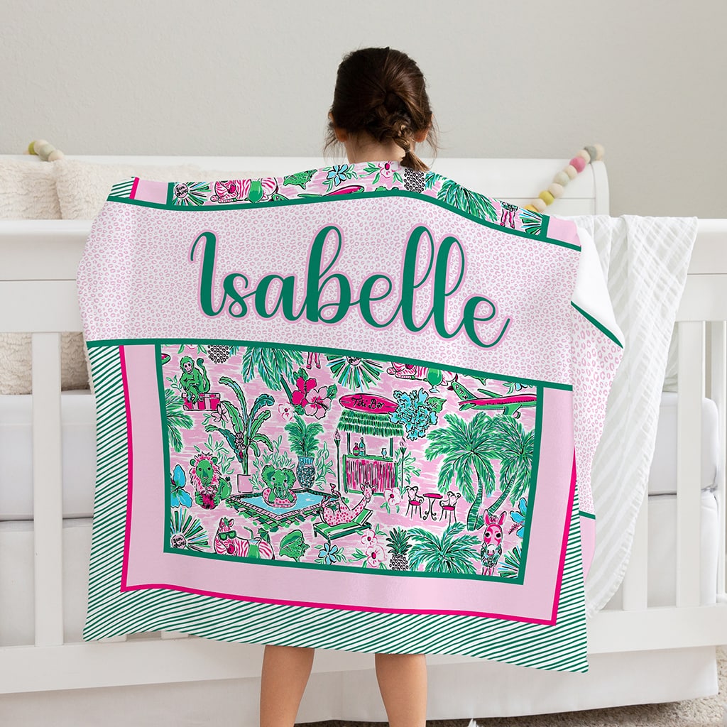 Custom Blanket Jungle Party, Personalized Blanket with Name for Dorm