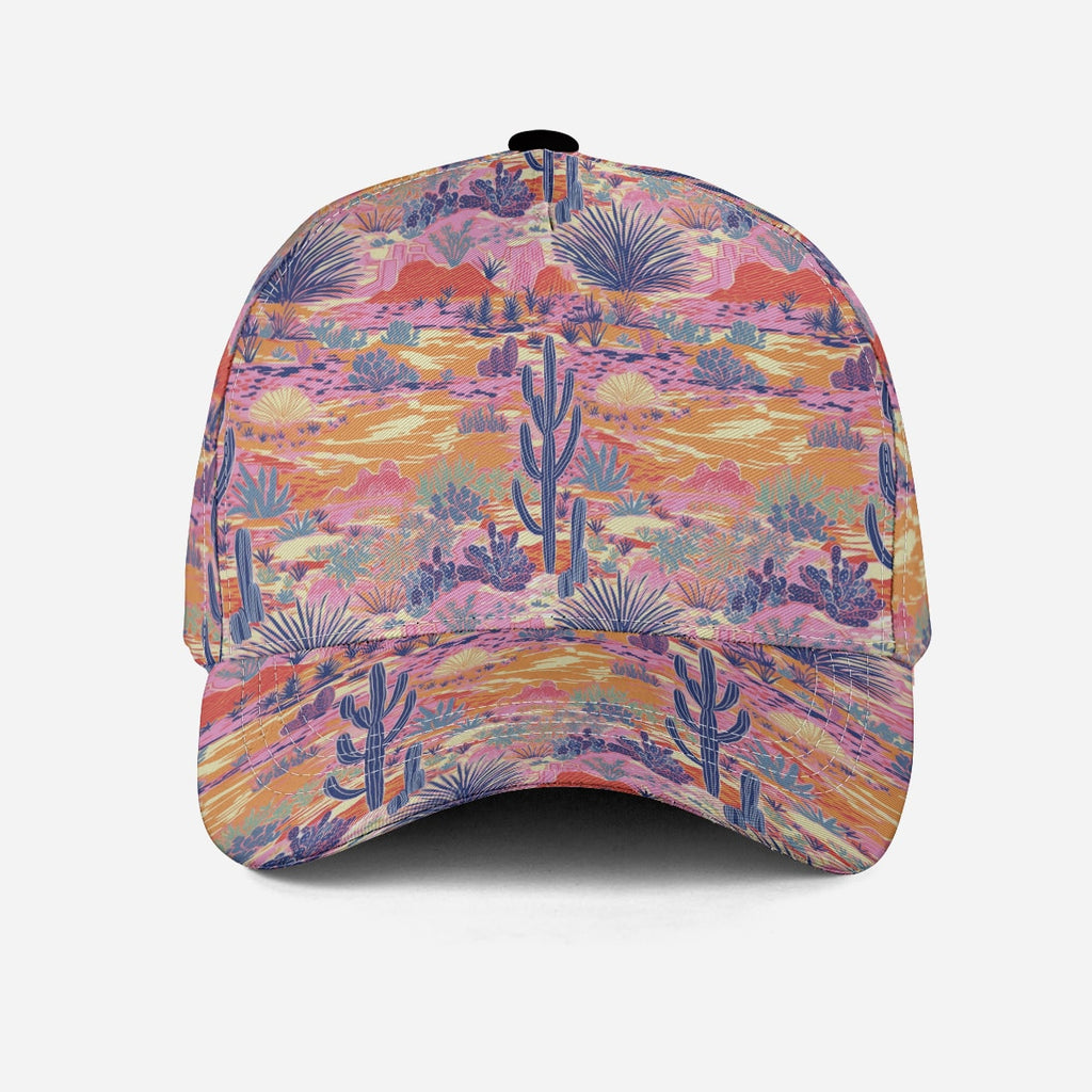 cute baseball cap for women with cacti, colorful hat pink purple orange
