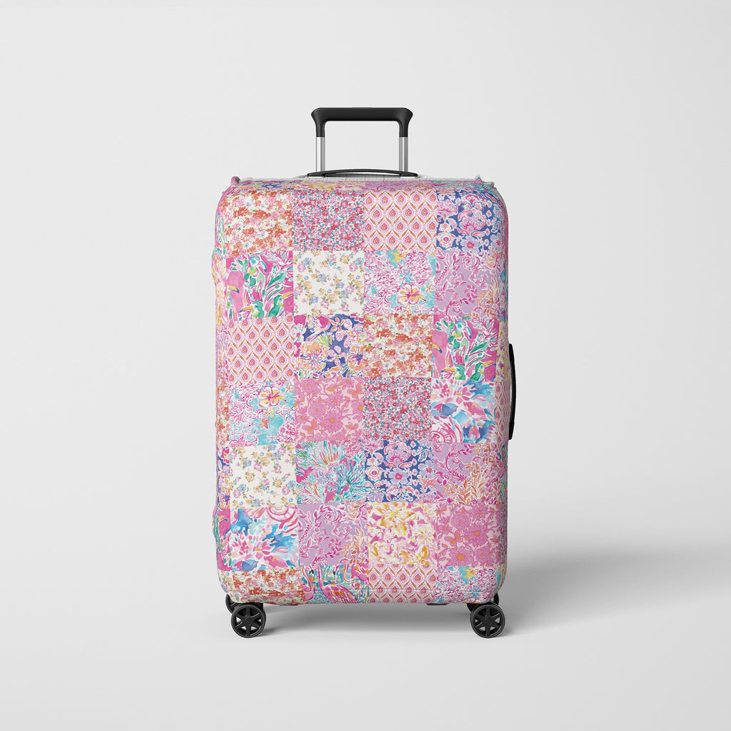 Luggage Cover Pink Floral Patchwork