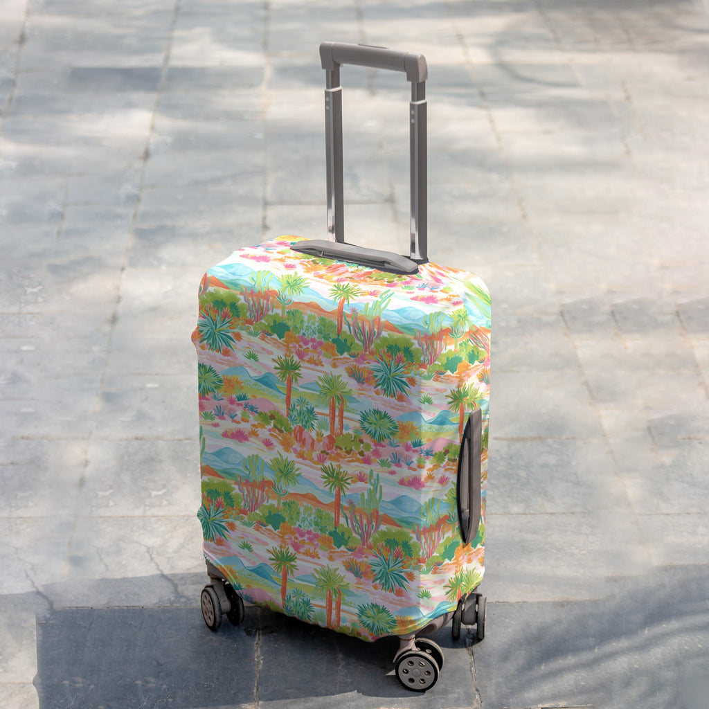 Luggage Cover for Women with Cute Green Desert Illustration