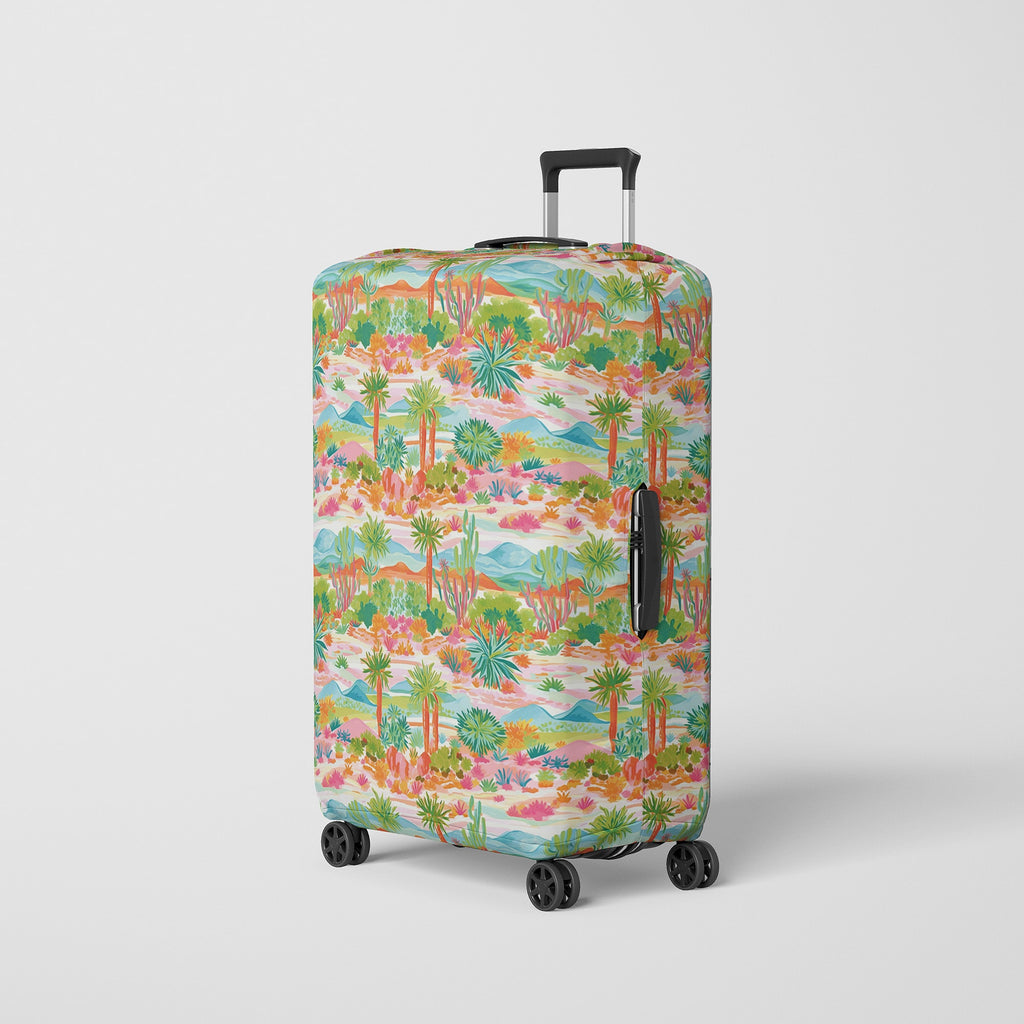 Luggage Cover for Women with Cute Green Desert Illustration