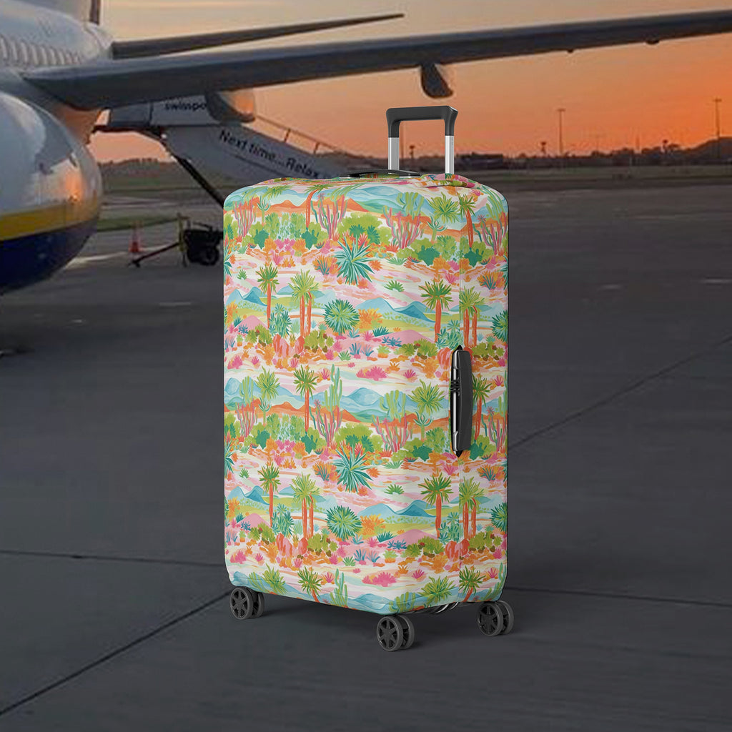 Luggage Cover for Women with Cute Green Desert Illustration