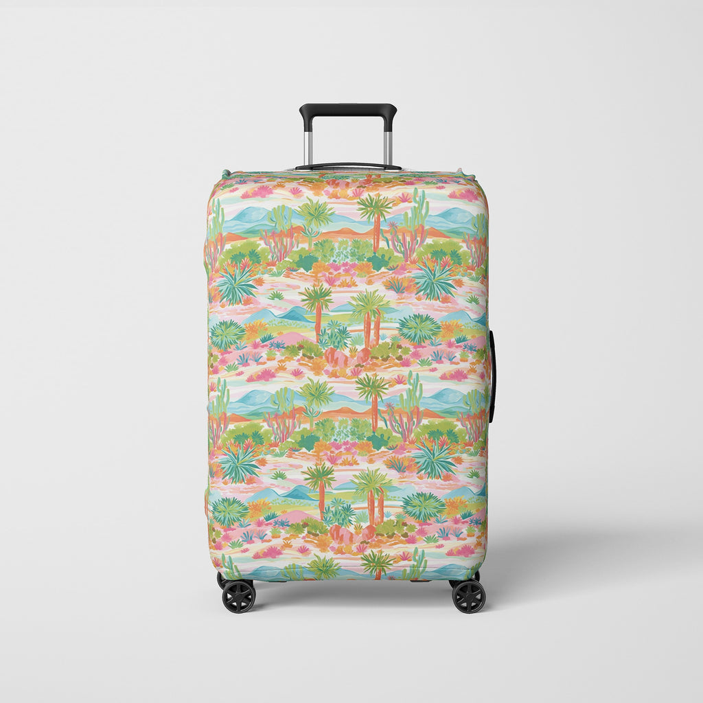 Luggage Cover for Women with Cute Green Desert Illustration