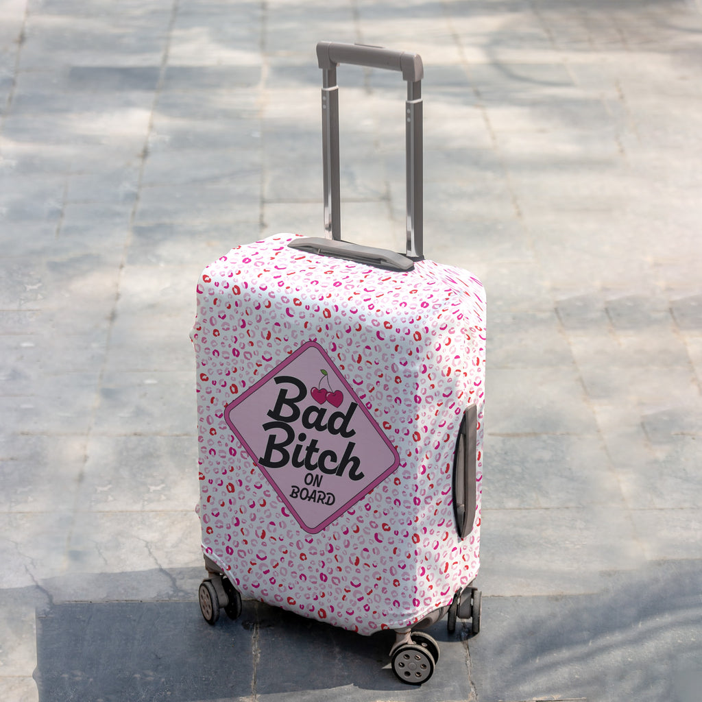 Luggage Cover Pink Cheetah Print Bad B*tch