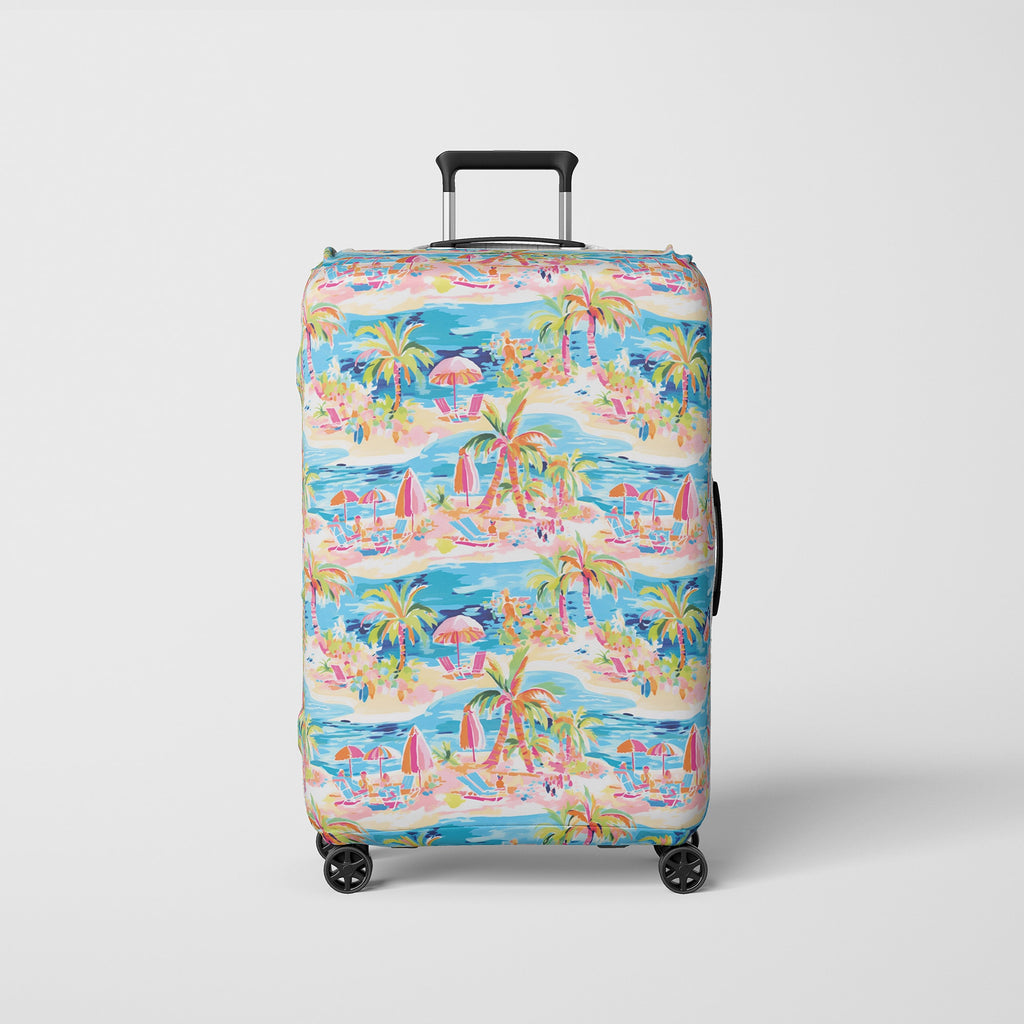 Luggage Cover for Women with Cute Preppy Beach Illustration