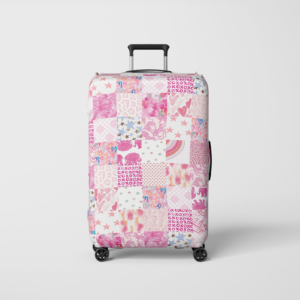 Cute Luggage Cover for Women Preppy Patchwork