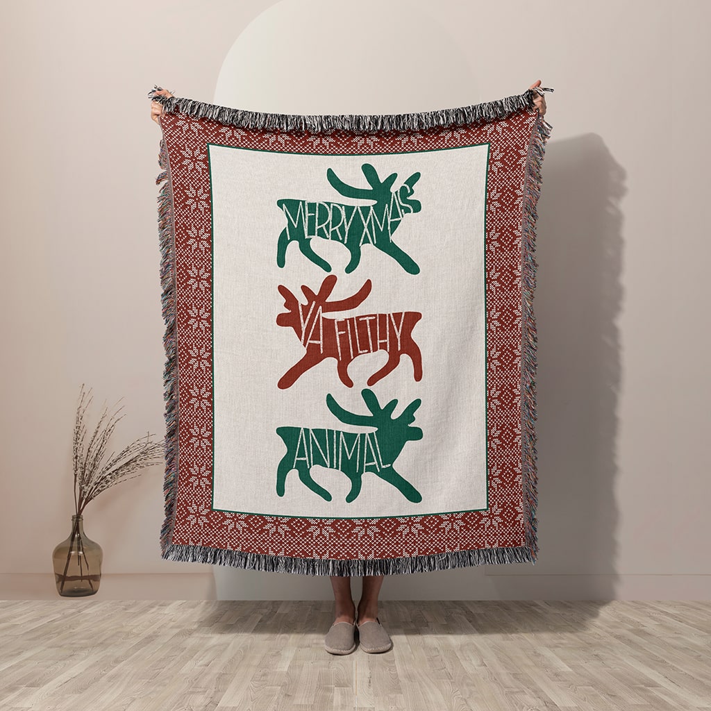 Merry XMas Ya Christmas Woven Blanket, Cozy Gift for Christmas