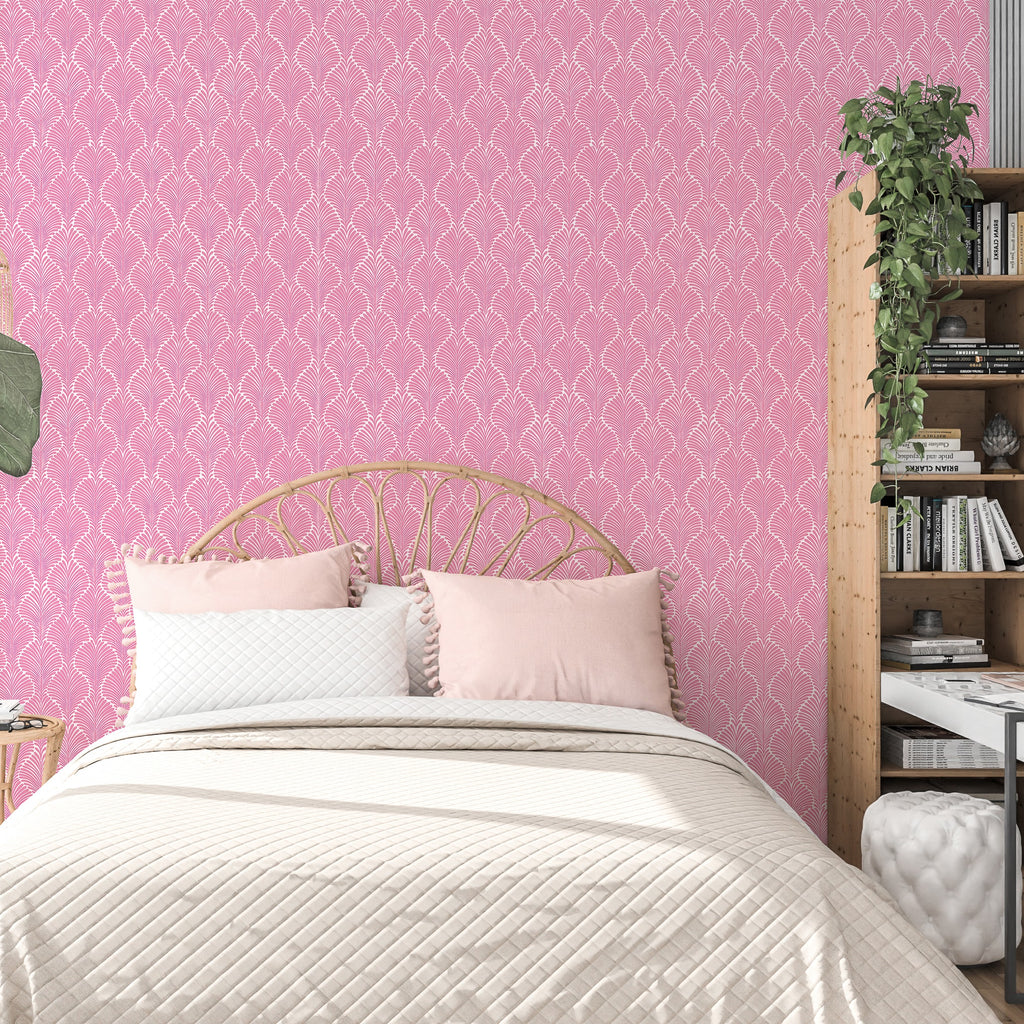 Peel and Stick Wallpaper - Minimalist Botanical Pink Wallpaper