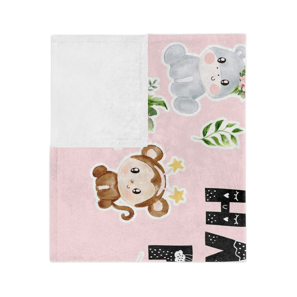 Pink Blanket for Kids My Happy Place, Cute Kids Sherpa, Minky Blanket