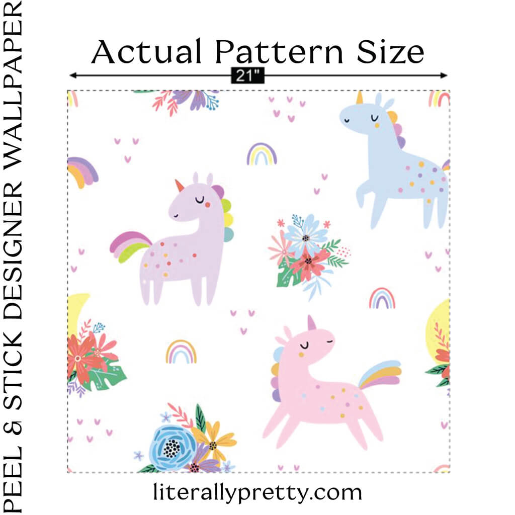 Kids Wallpaper Unicorns, Colorful Peel and Stick Nursery Wallpaper
