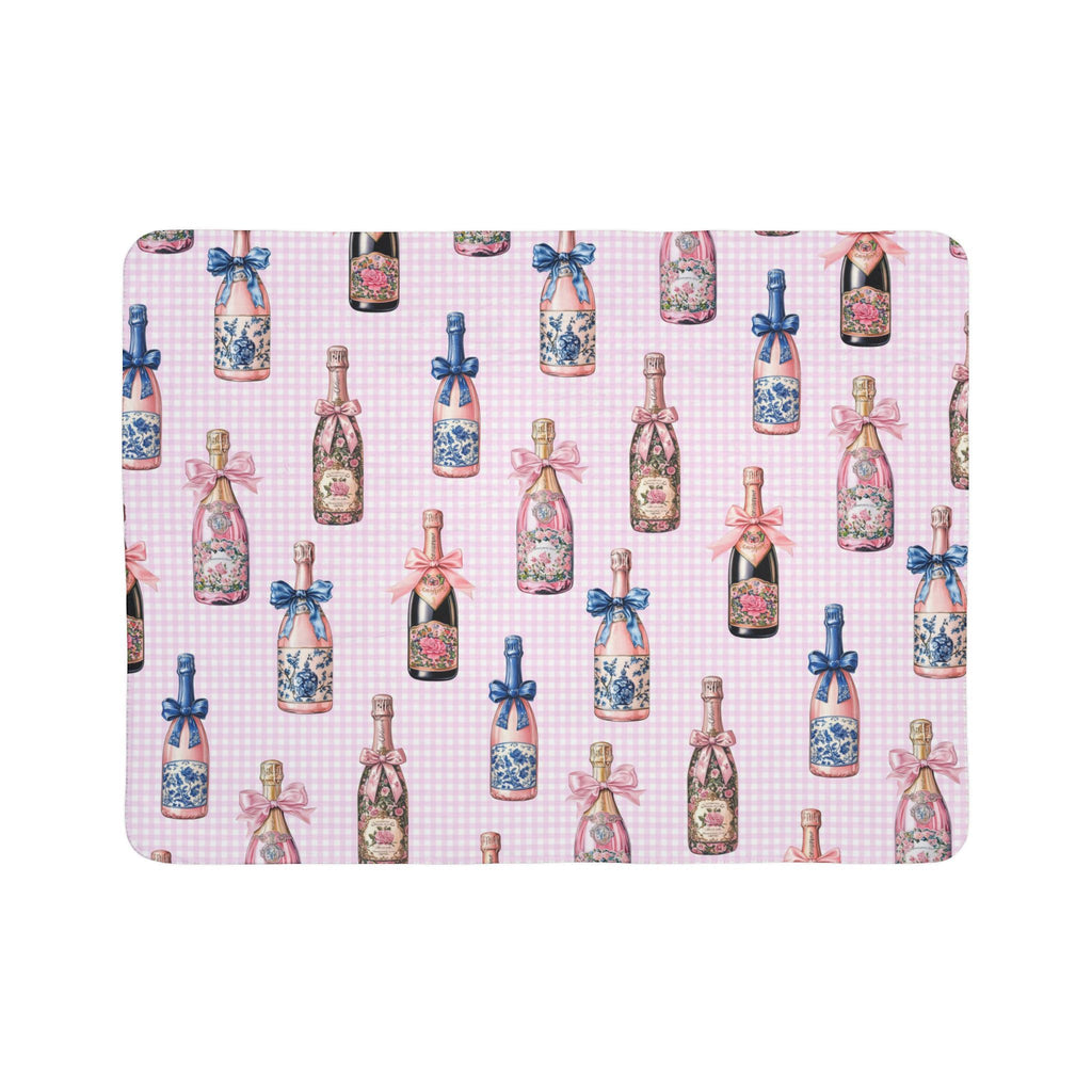 Pink Champagne Blanket – Coquette Aesthetic Pink & Blue Cozy Decor