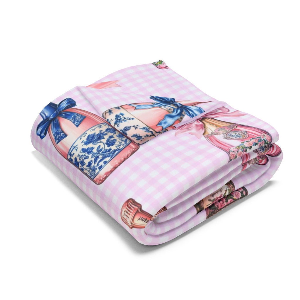 Pink Champagne Blanket – Coquette Aesthetic Pink & Blue Cozy Decor