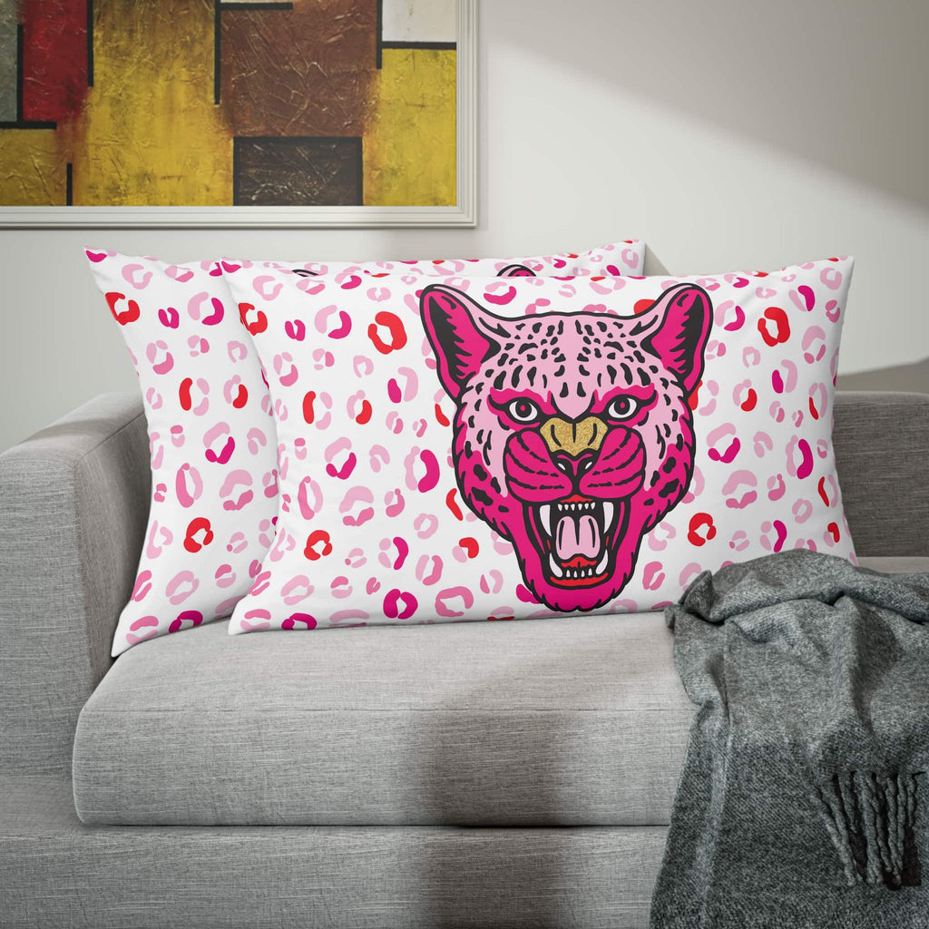 Pink Cheetah Pillow Sham, Pink Animal Print Preppy Decor Pillow