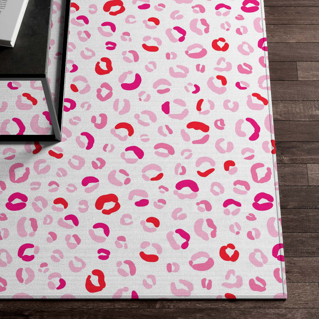 Pink Cheetah Area Rugs, Animal Print Rug for Living Room and Bedroom