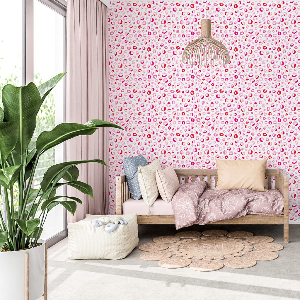 Pink Cheetah Print Wallpaper, Cute Animal Print Pink Preppy Wall Decor