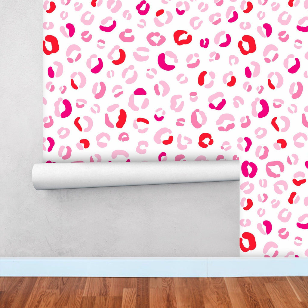Pink Cheetah Print Wallpaper, Cute Animal Print Pink Preppy Wall Decor