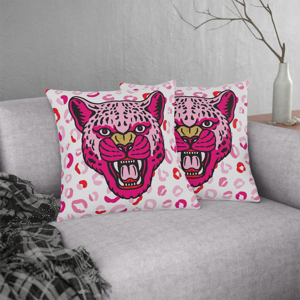 Cheetah Roar Throw Pillow, Pink Pillow Animal Print, Preppy Room Decor