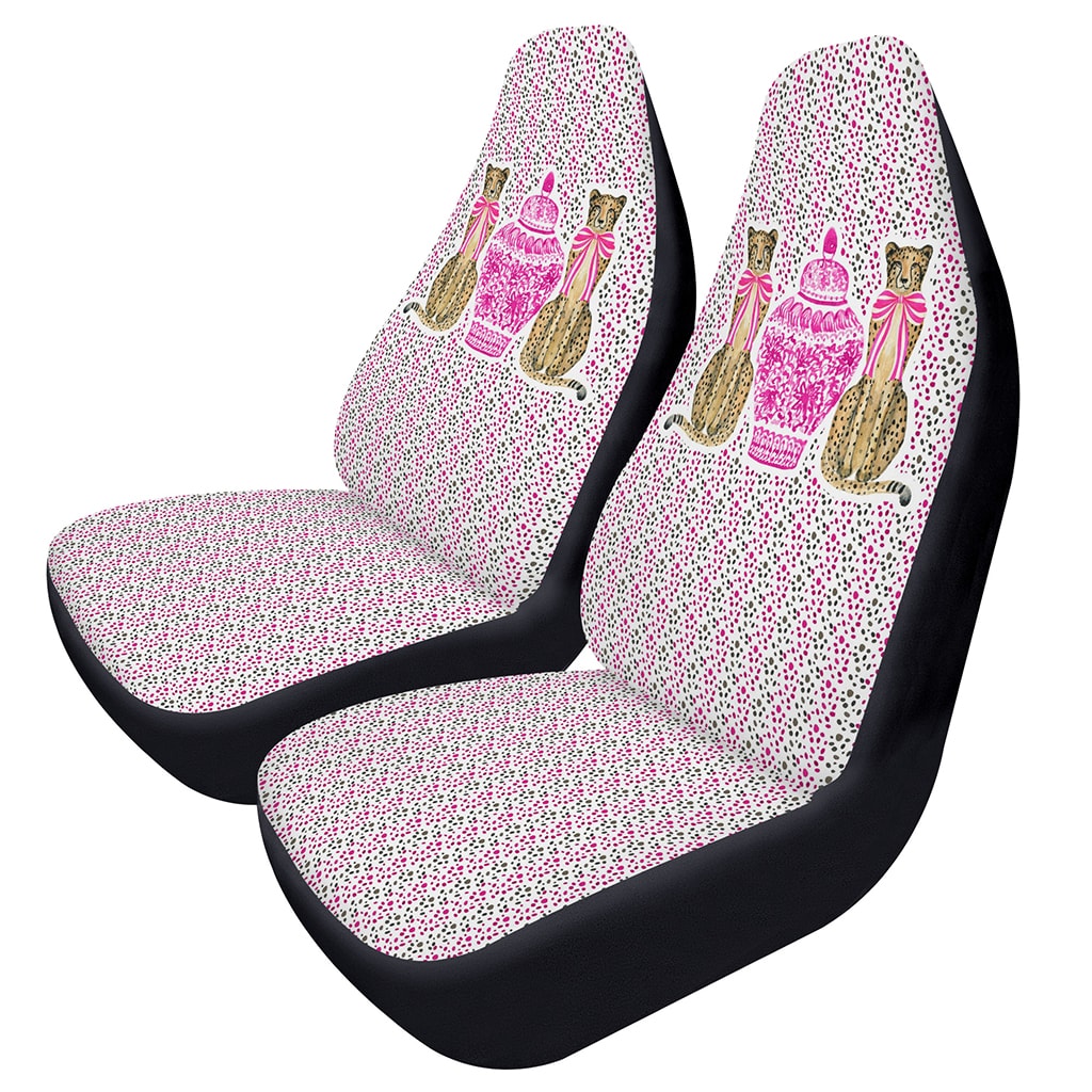 Pink Chinoiserie Car Seat Covers for Women, Cute Car Decor Accessories