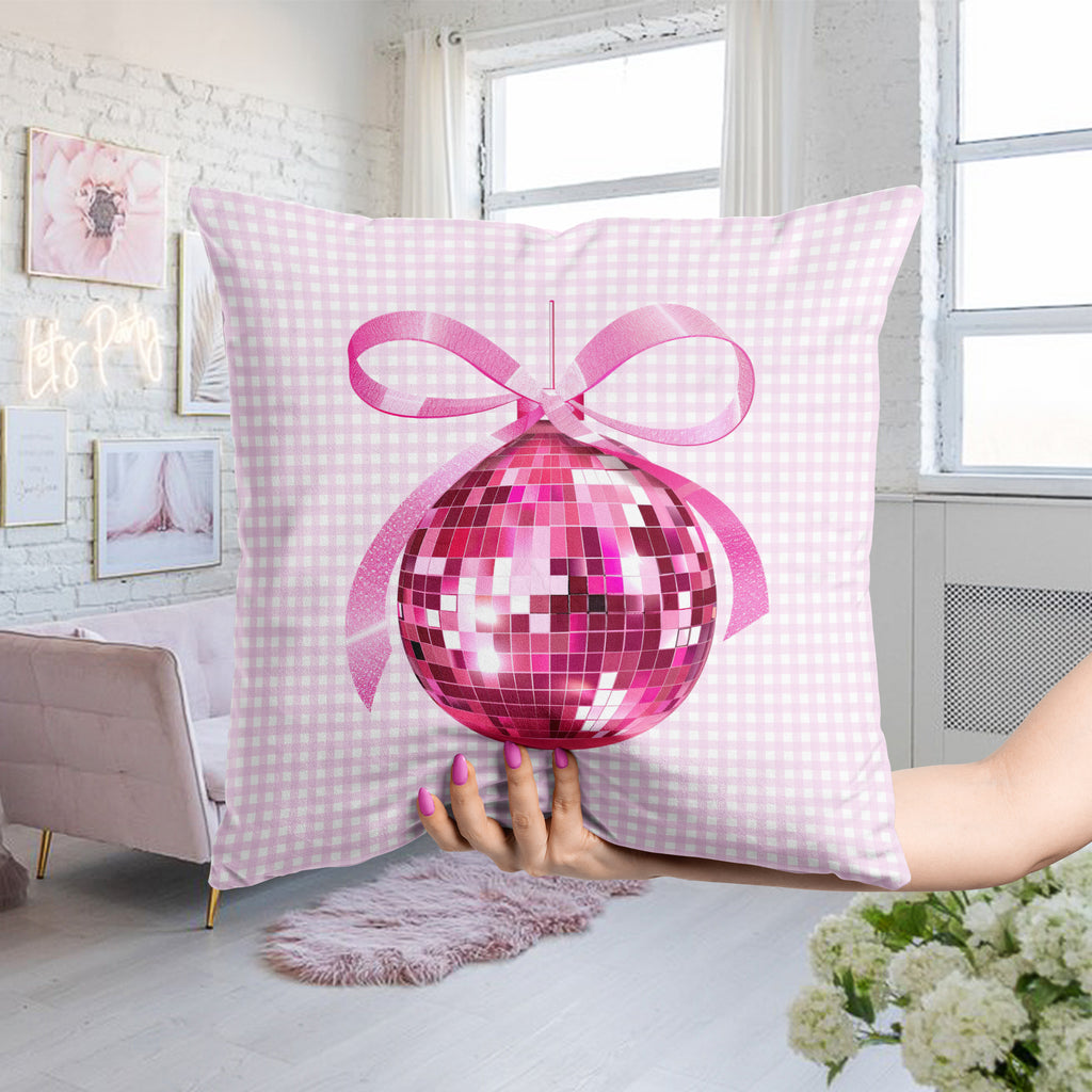 Pink Disco Ball Throw Pillow – Fun & Festive Decor for Girly Apartment