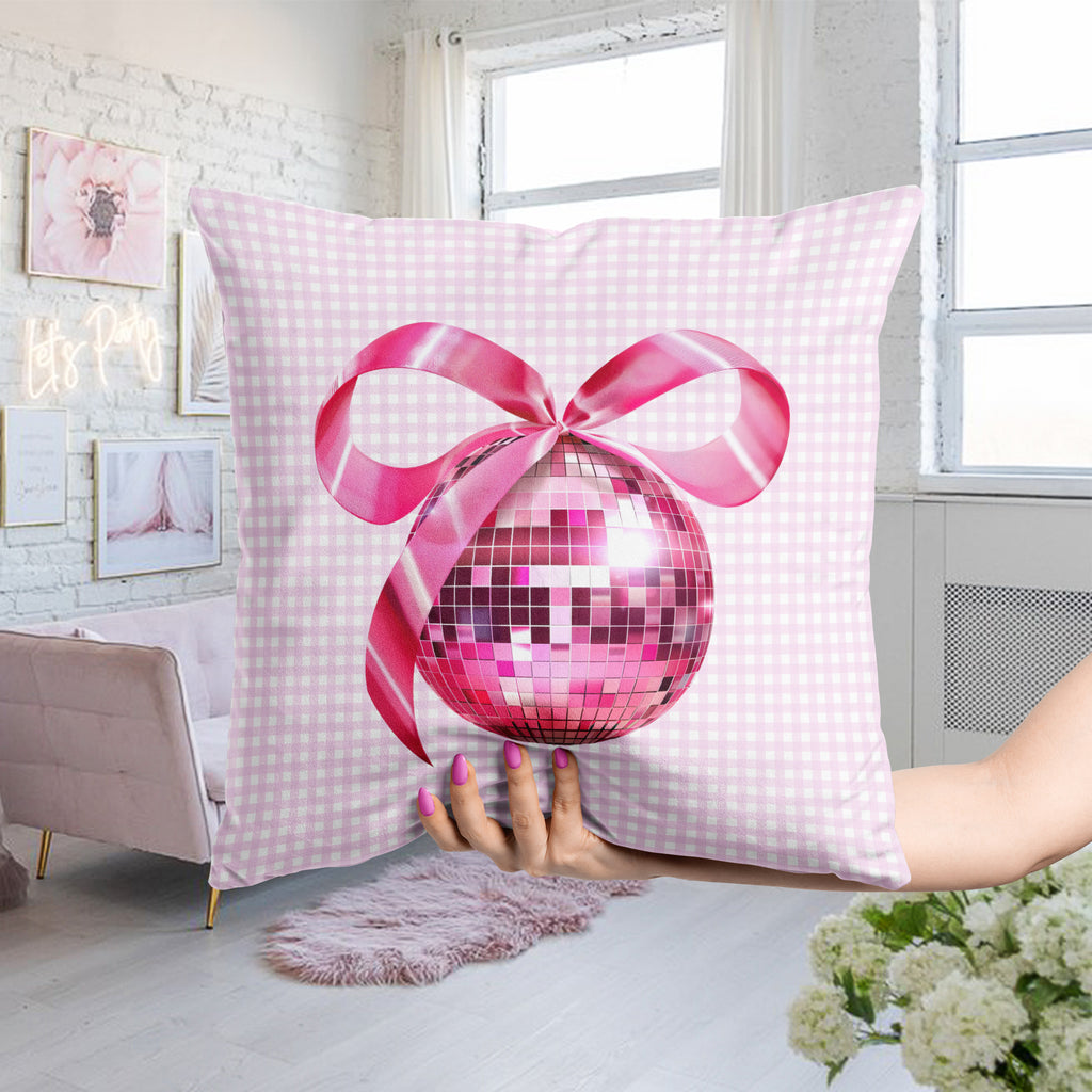 Pink Disco Ball Throw Pillow – Fun & Festive Decor for Girly Apartment