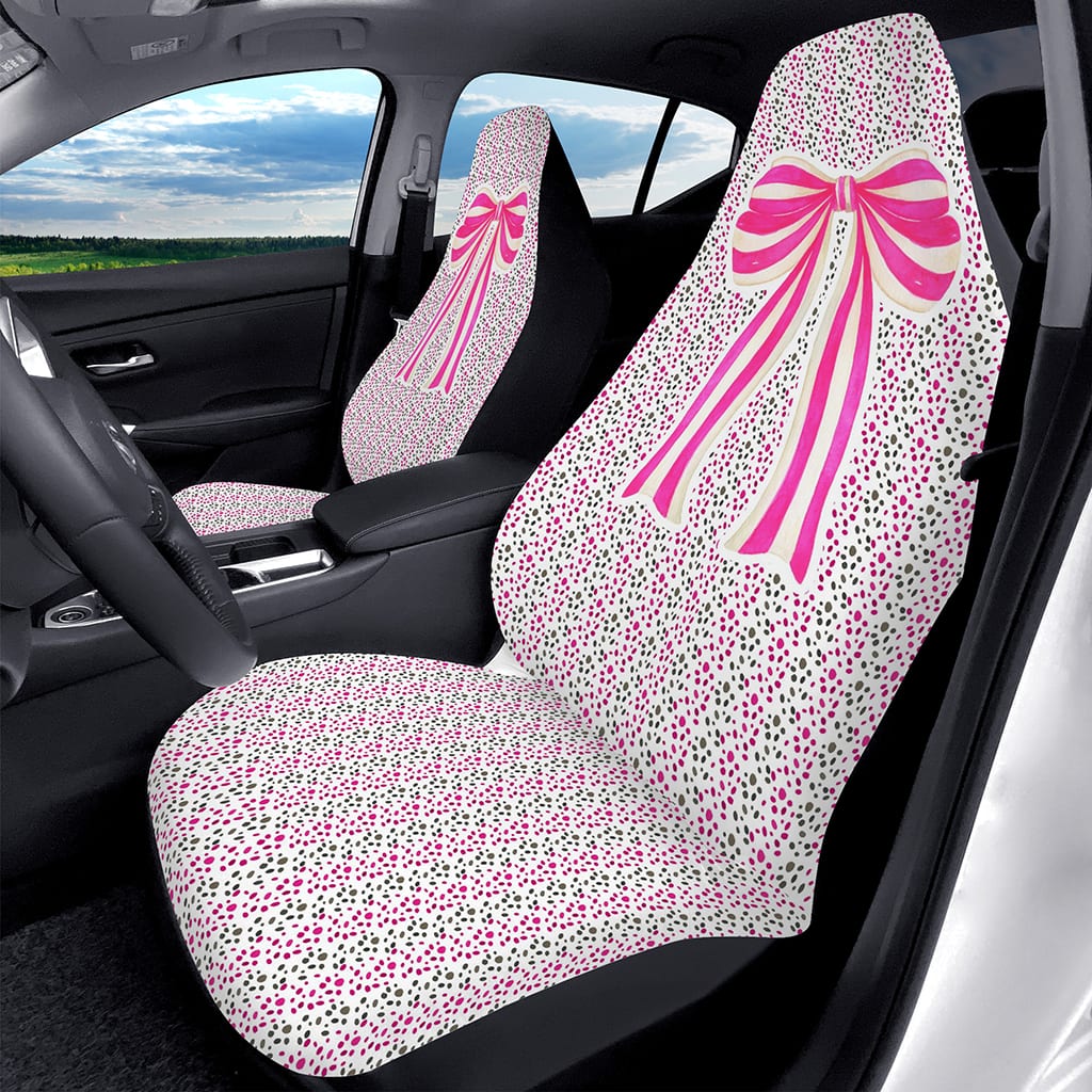 Pink Ribbon Car Seat Covers, Pink Car Decor Accessories for Women