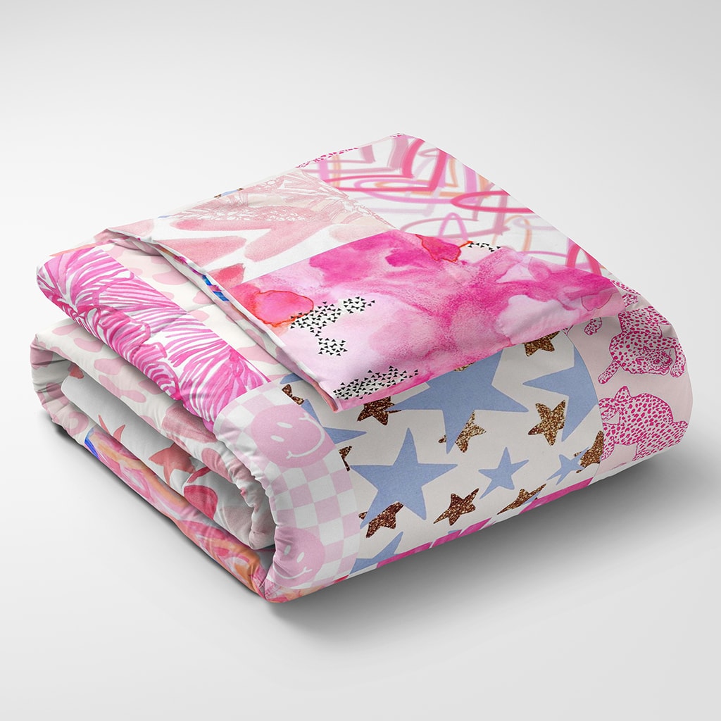 Preppy Patchwork Comforter, Preppy Teen Bedding, Girls Dorm Bedding