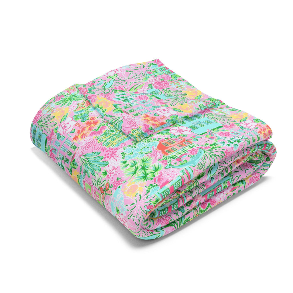 colorful preppy aesthetic blanket folded