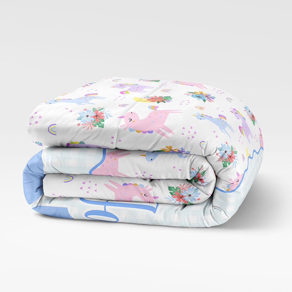 Rainbow Unicorns Custom Comforter Boys, Monogrammed Bedding for Boys