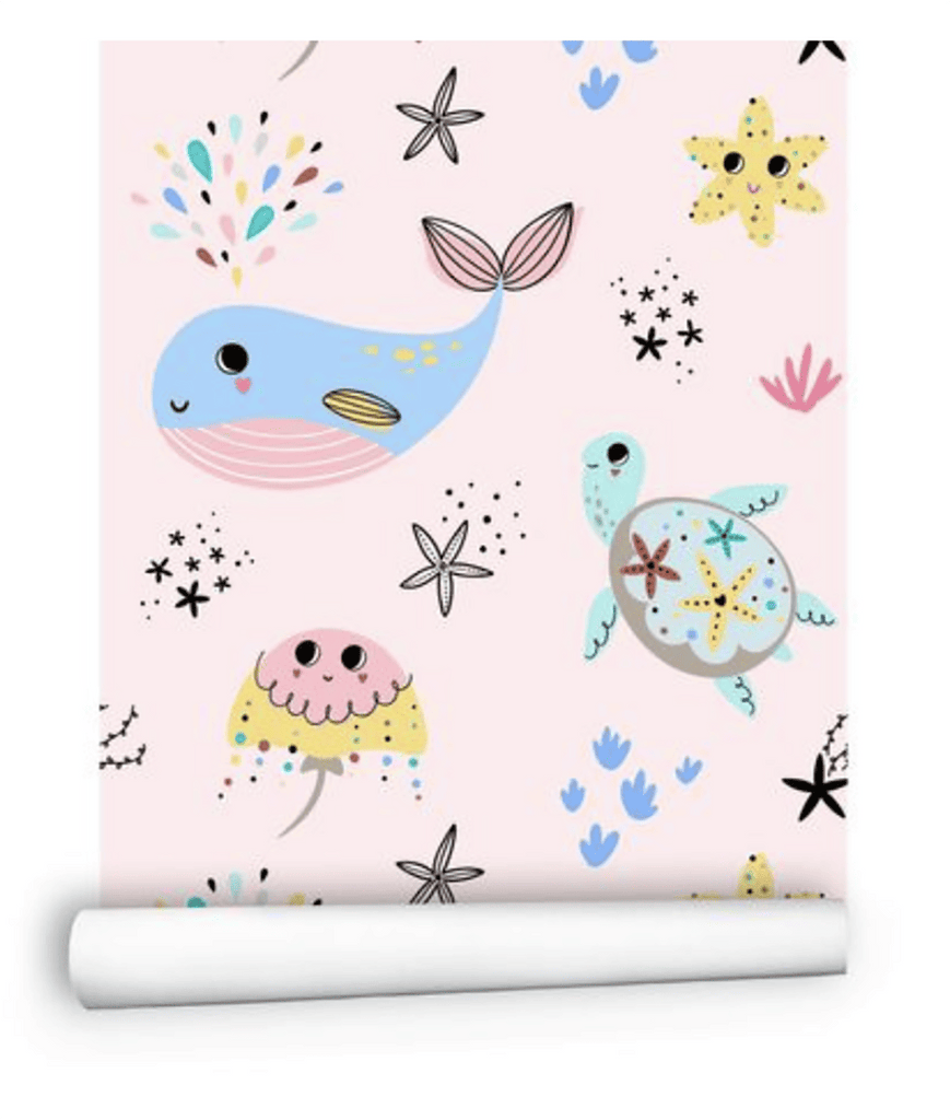 Pink Kids Wallpaper, Seaside Paradise, Under the Sea Nursery Wallpaper