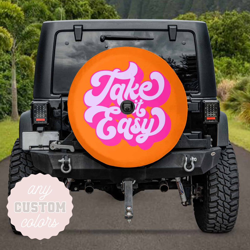 Colorful Spare Tire Cover Backup Camera Compatible Take it easy