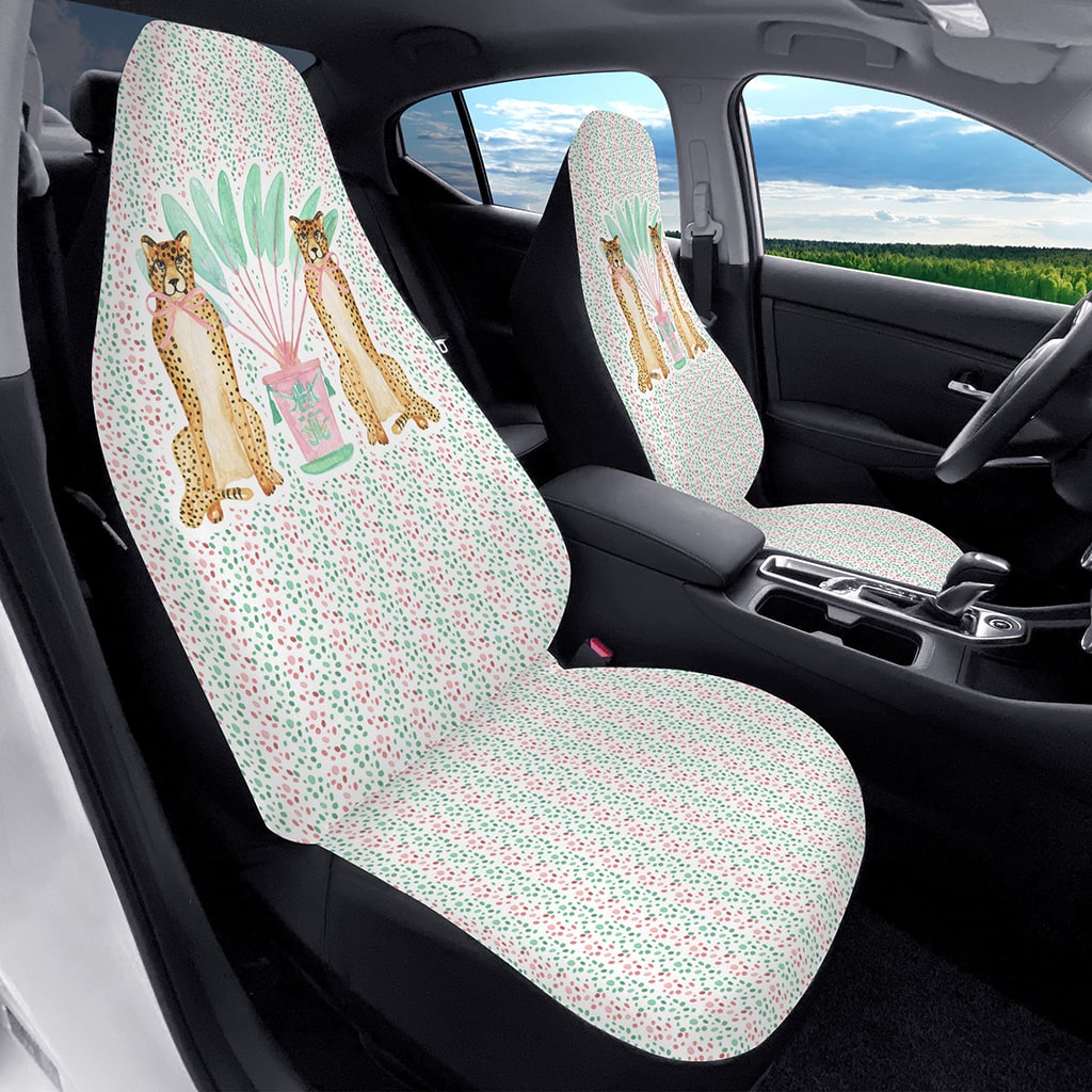 Tropical Cheetah Car Seat Covers, Car Decor Accessories for Women