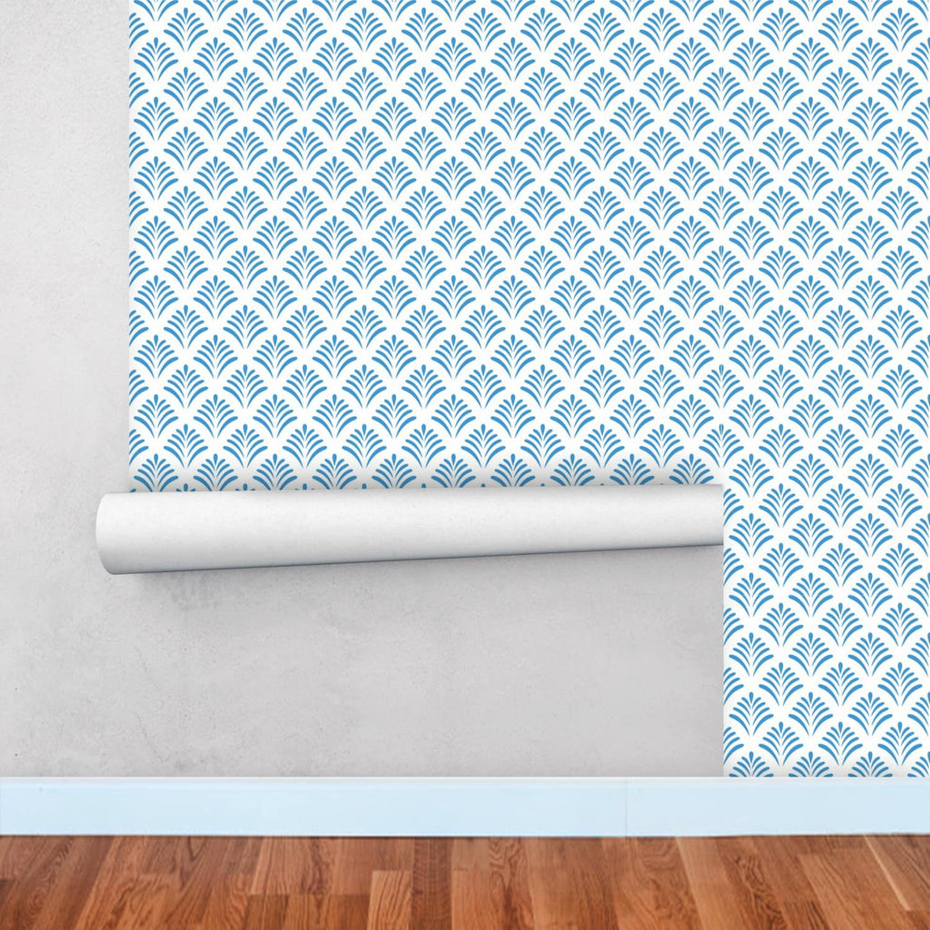 Peel and Stick Wallpaper - Feminine Blue Leaves Wallpaper