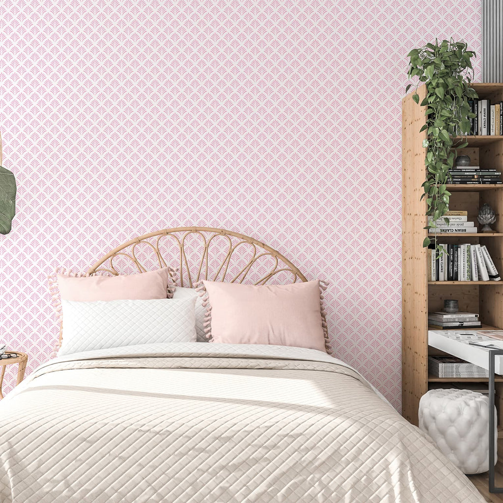 Peel and Stick Wallpaper - Feminine Pink Leaves Wallpaper for Women
