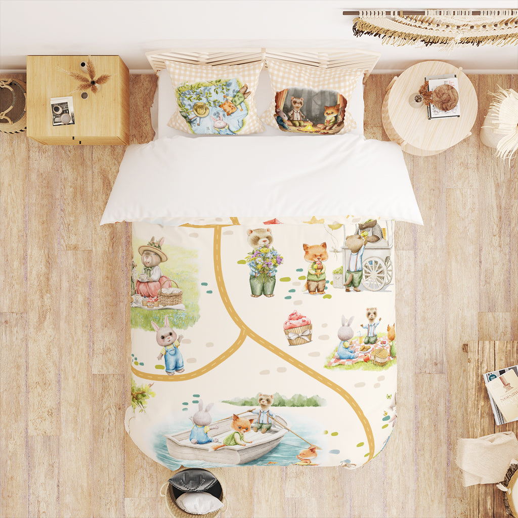 Summer Duvet Cover for Kids with Animals, Bedding for Kids and Toddlers