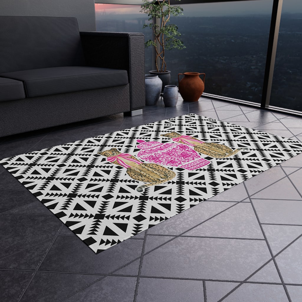 Black and White Rugs Cheetah Pink, Trendy Rugs for Living Room