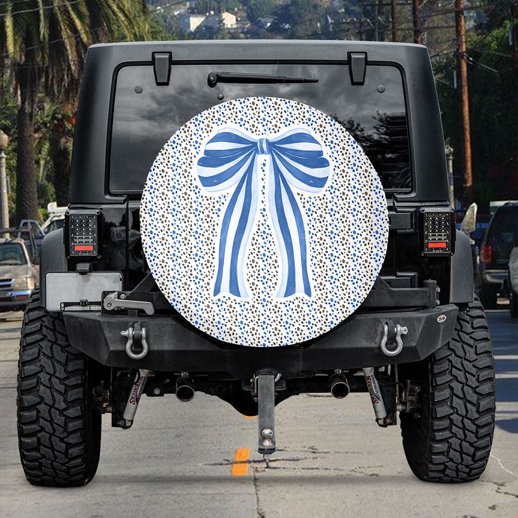 Blue Ribbon Spare Tire Cover for SUV for Women, Car Decor Accessories