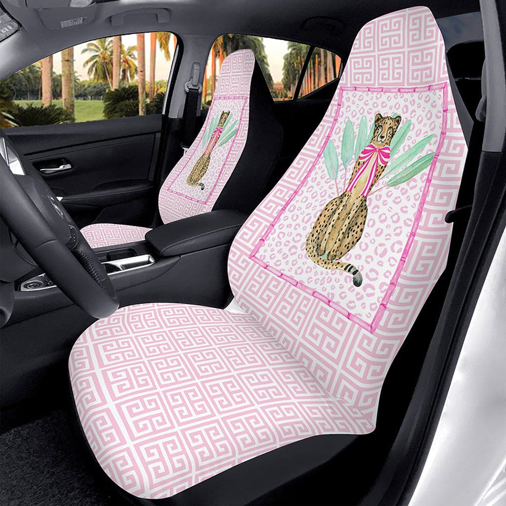 Pink Preppy Cheetah Car Seat Covers