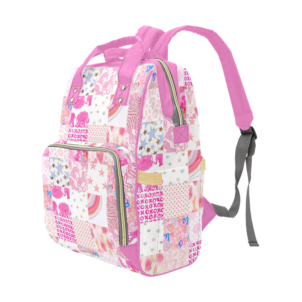 Preppy Patchwork Backpack - Pink Preppy Summer Accessories for Teens