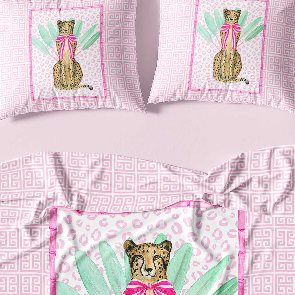 Preppy Cheetah Pink Duvet Cover, Preppy Bedding, Teen Girl Bedding