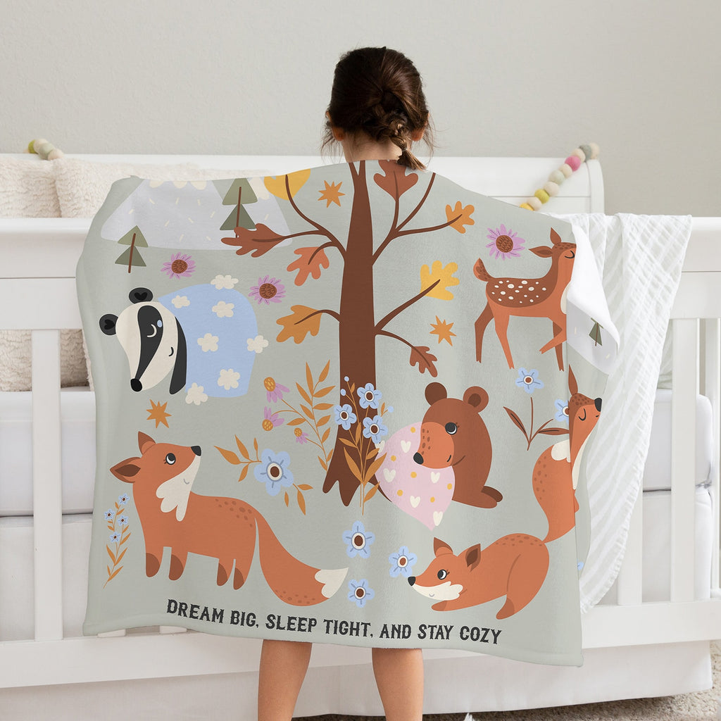 Custom Blanket - Woodland, Personalized Gifts for Baby, Soft Blankets