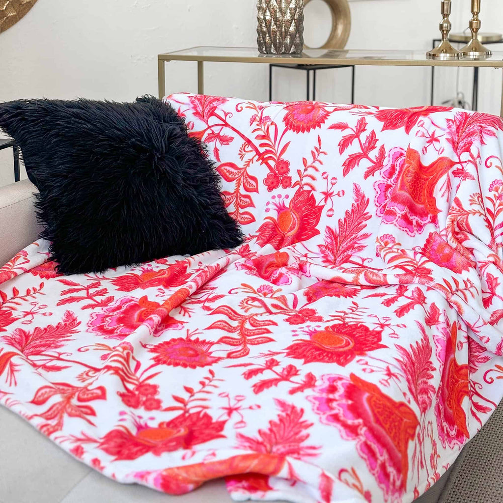 Pink Preppy Floral Blanket