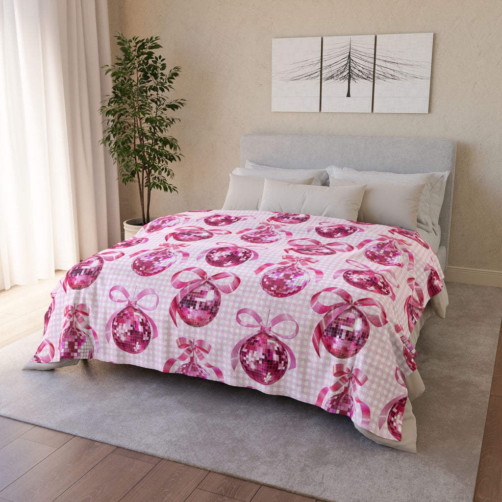 Pink Mirror Ball Blanket – Preppy Room & Dorm Decor for Girls