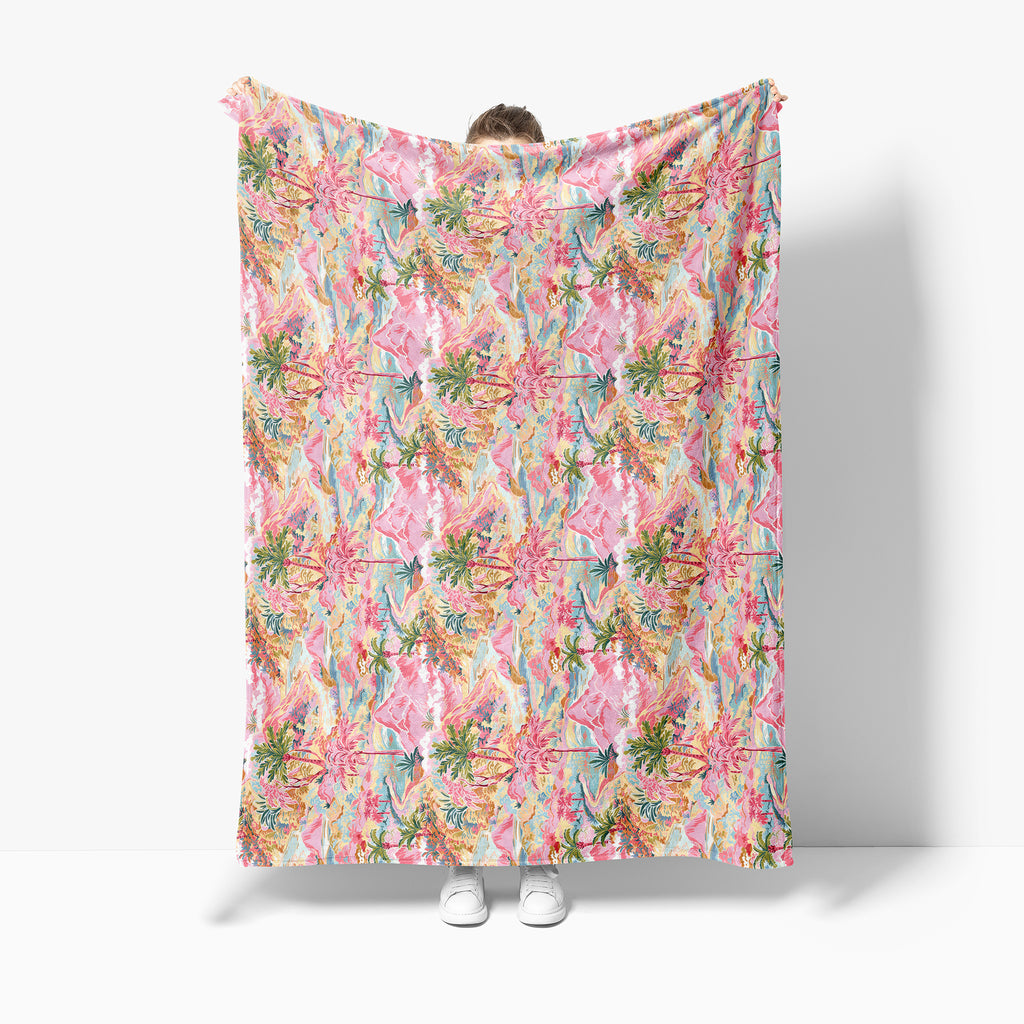 Pink Desert Blanket - Cozy & Colorful Desert Aesthetic Blanket