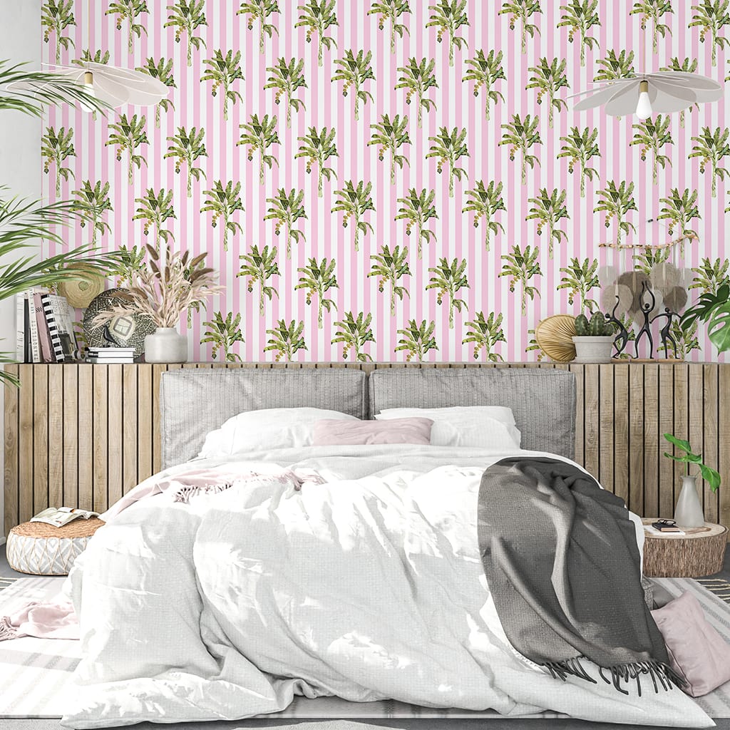 Palm Tree Wallpaper Pink Stripes, Beverly Hills Aesthetic Wallpaper