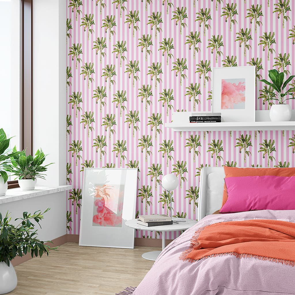 Palm Tree Wallpaper Pink Stripes, Beverly Hills Aesthetic Wallpaper
